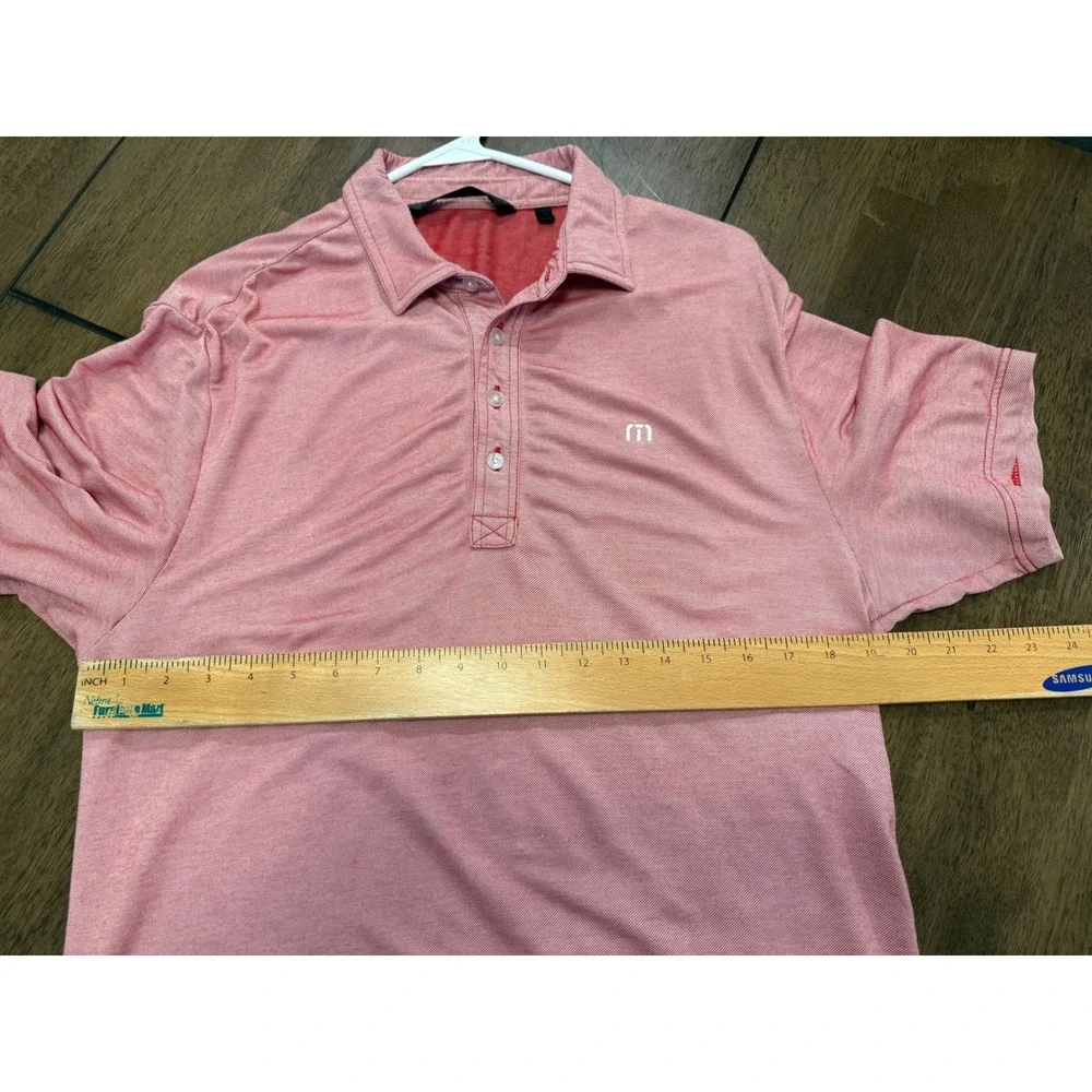 TravisMathew Mens Short Sleeve Polo Shirt Heathered Red Size‎ M Golf Sporty